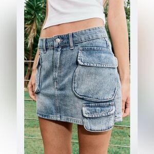 ZARA Blue Denim Cargo Mini Skirt